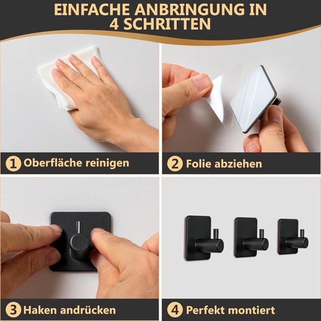 DANIHOME Handtuchhalter Schwarz ohne Bohren