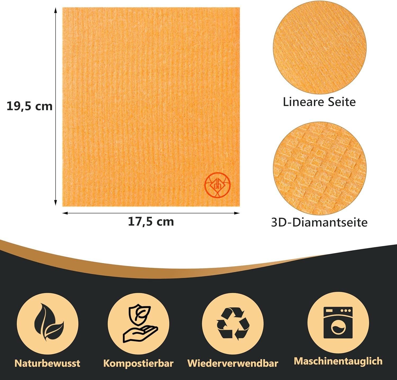 DANIHOME Schwammtücher Orange 5er-Set
