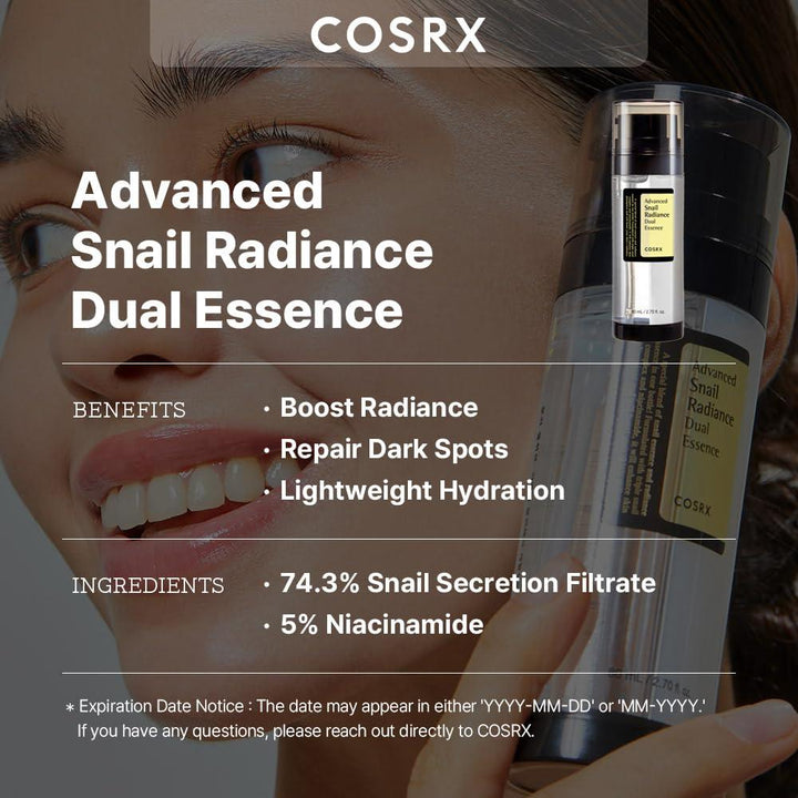 COSRX  Advanced Snail Radiance Dual Essence 80ml - DaniChou-Store