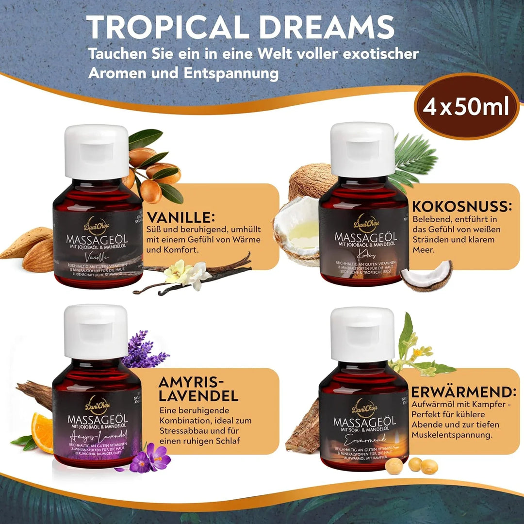DaniChou Tropical Dreams massage oil set 4x 50 ml