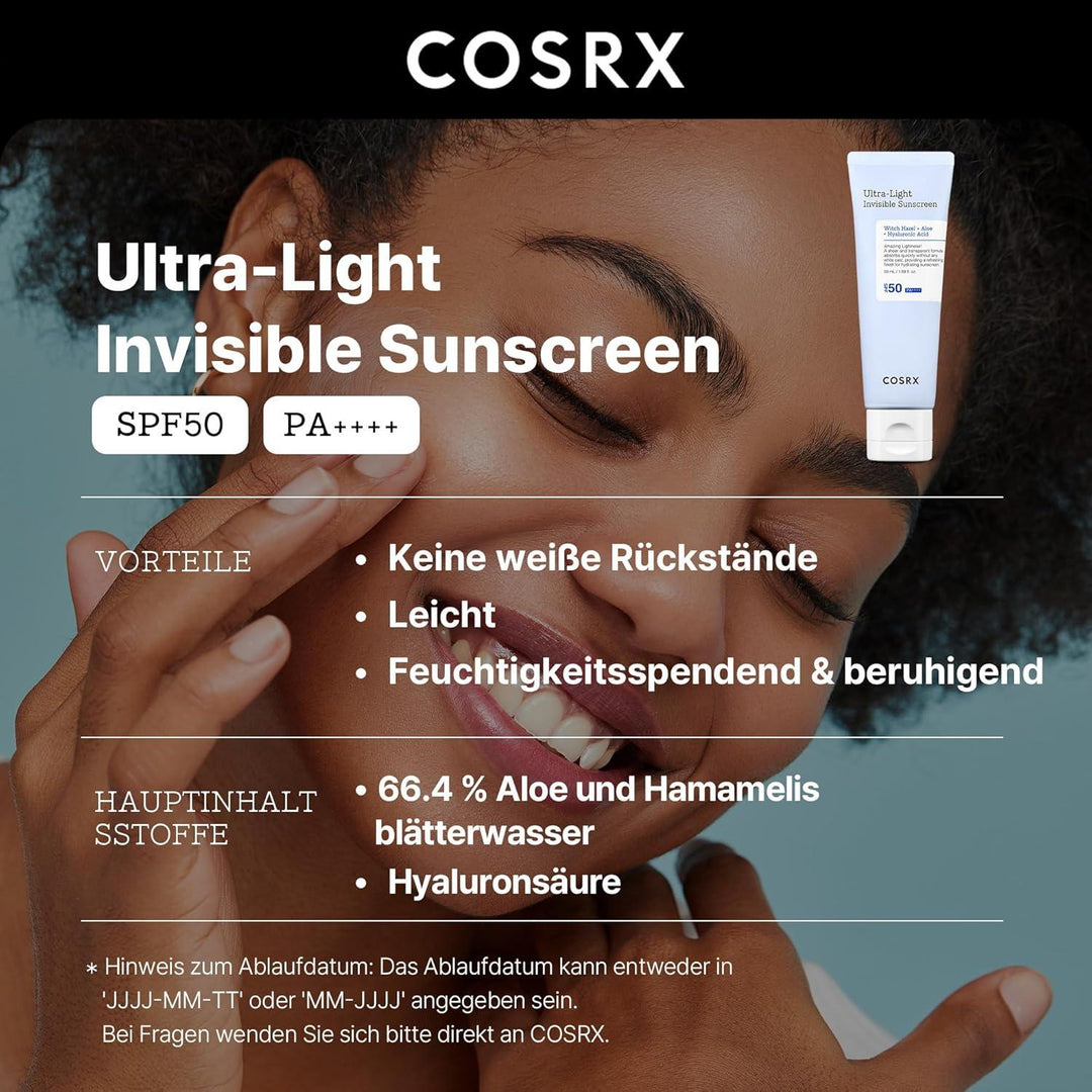 COSRX Ultra-Light Invisible Sunscreen SPF50 - 50 ml - DaniChou-Store
