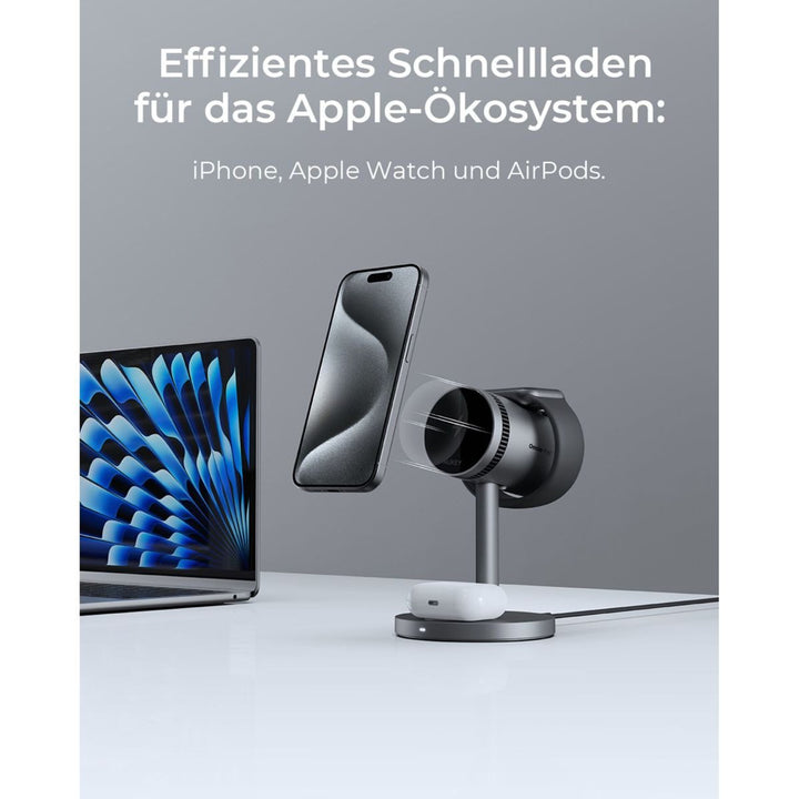 Aukey MagFusion Pro 3-in-1 MagSafe Wireless Charging Stand