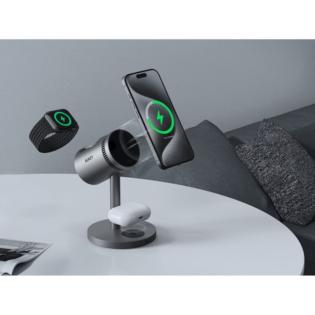 Aukey MagFusion Pro 3-in-1 MagSafe Wireless Charging Stand