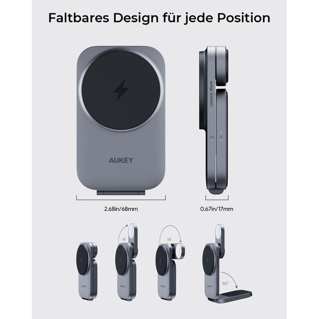 Aukey MagFusion Z 3-in-1 Foldable MagSafe Charging Stand
