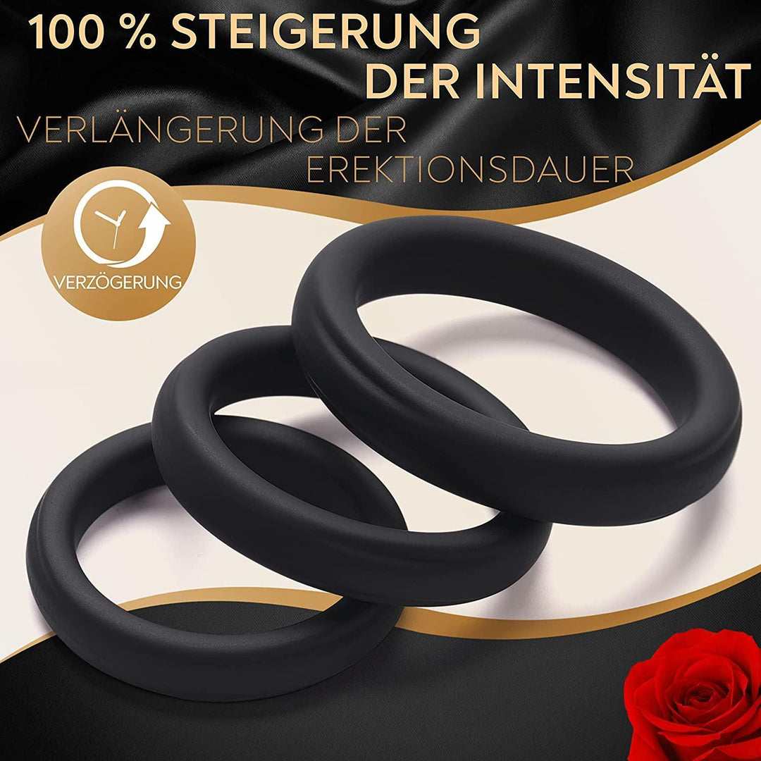 3 tlg. Penisring Set aus Silikon mit Geschenkbox &amp; Infoheft - DaniChou-Store