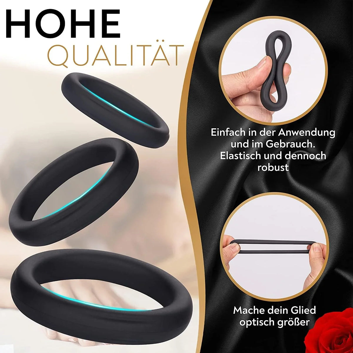 3 tlg. Penisring Set aus Silikon mit Geschenkbox &amp; Infoheft - DaniChou-Store