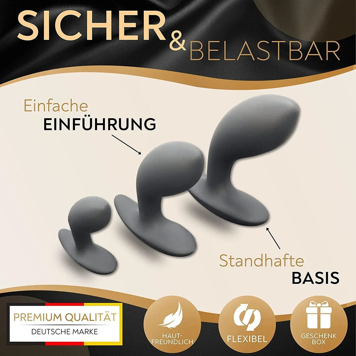 3 tlg. Analplug-Set aus Silikon - DaniChou-Store