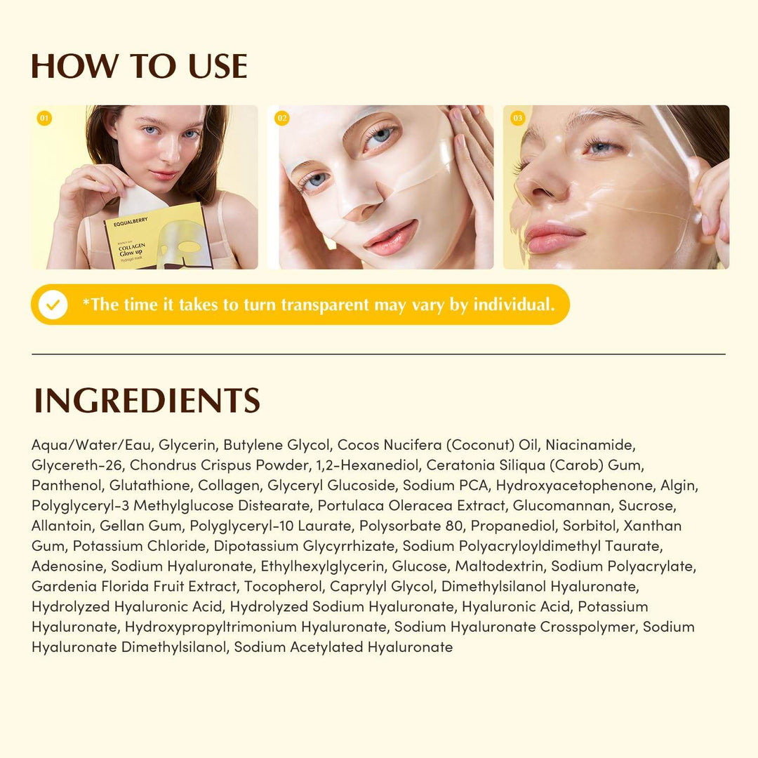 EQQUALBERRY Collagen Glow Up Maske 4x30g