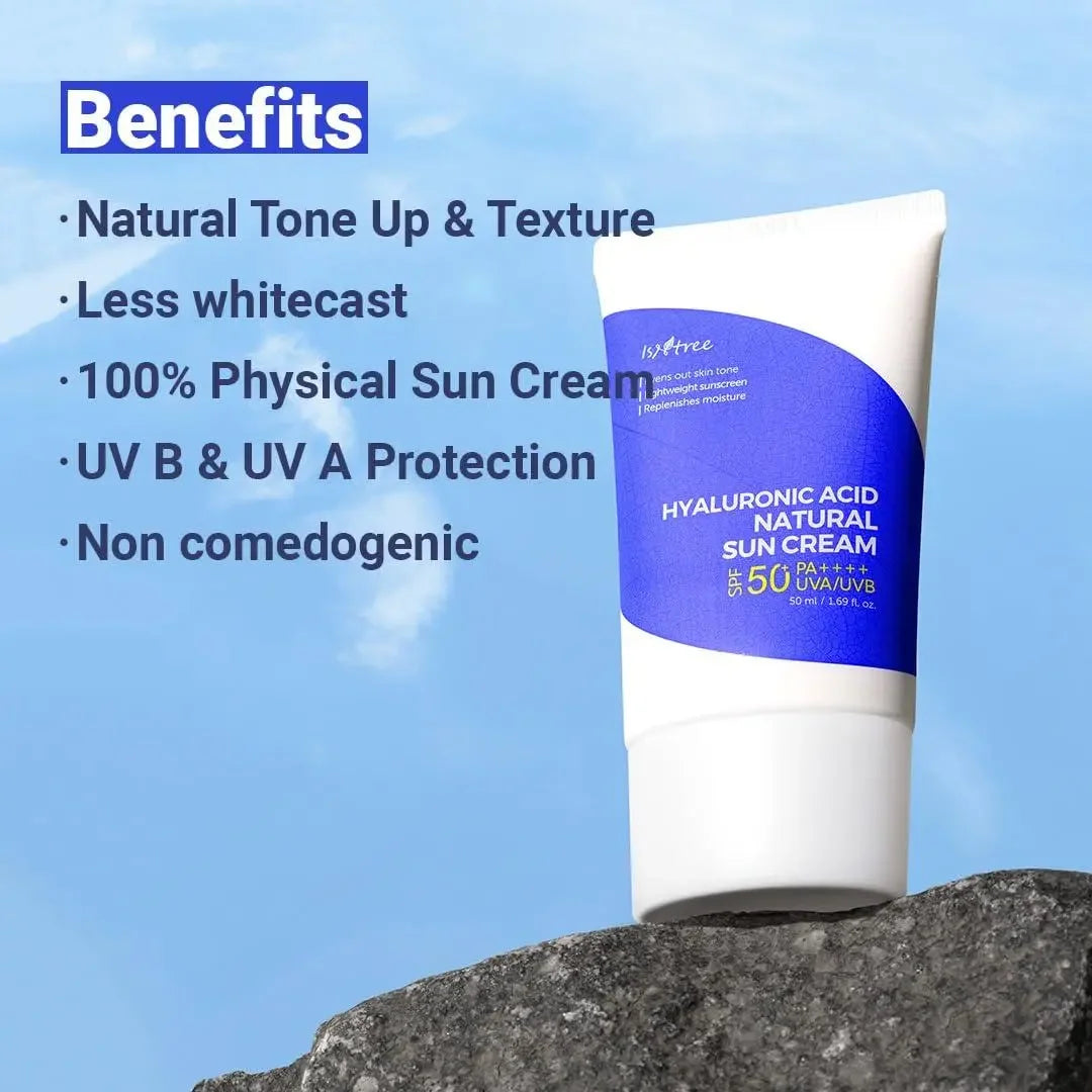 ISNTREE Hyaluronic Acid Natural Sun Cream SPF50 PA++++ - DaniChou-Store