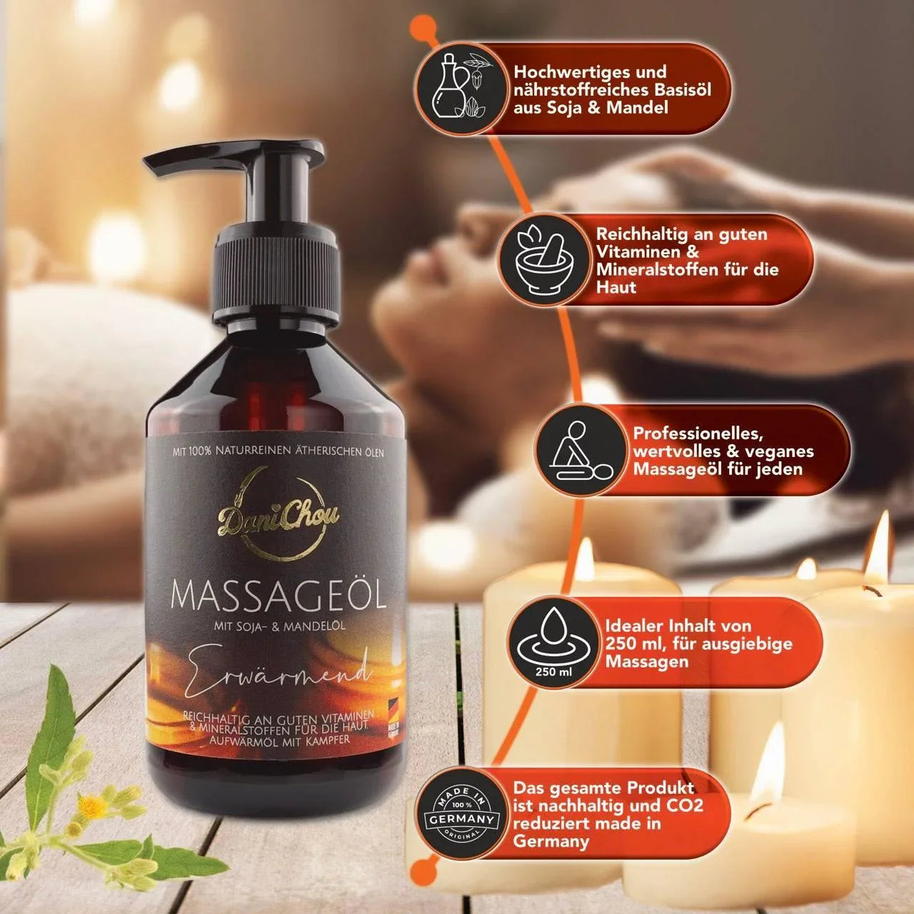 DaniChou Massageöl Wärmend 250 ml