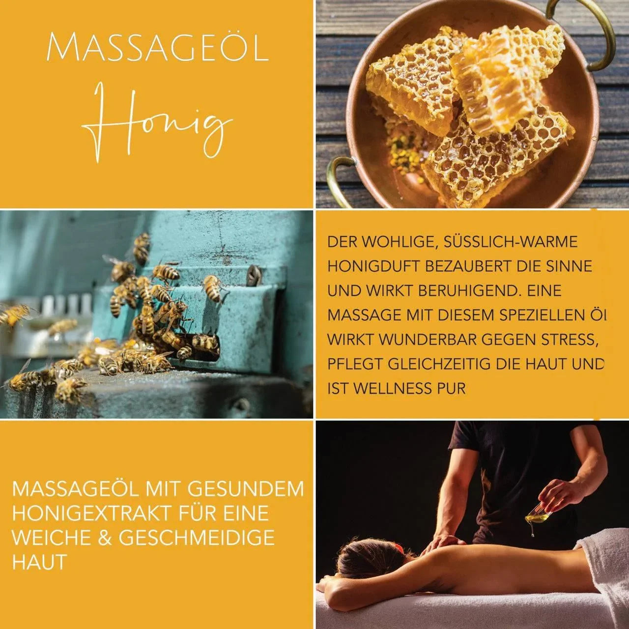 Massageöl Honig, 250ml mit Jojobaöl &amp; Mandelöl