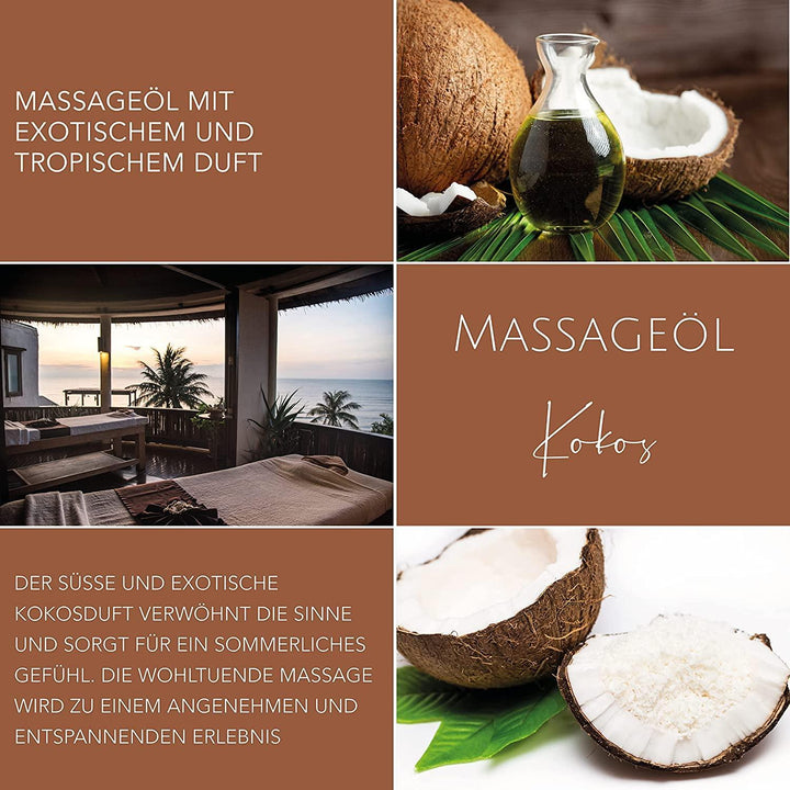 Massageöl Kokos, 250ml mit Jojobaöl &amp; Mandelöl - DaniChou-Store
