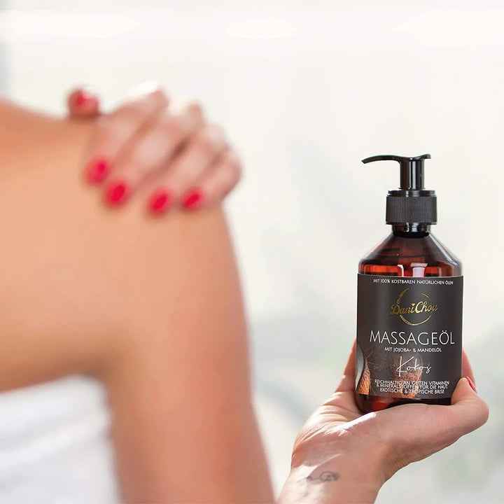 Massageöl Kokos, 250ml mit Jojobaöl &amp; Mandelöl - DaniChou-Store