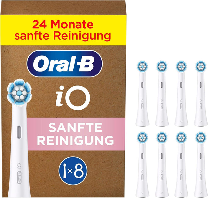 Oral-B iO Sanfte Reinigung ORIGINAL Aufsteckbürsten, 8 Stück, Weiß